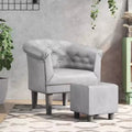 Tub Chair with Footstool - Silver Faux Leather Design - Ideal for Living Room, Bedroom, or Office