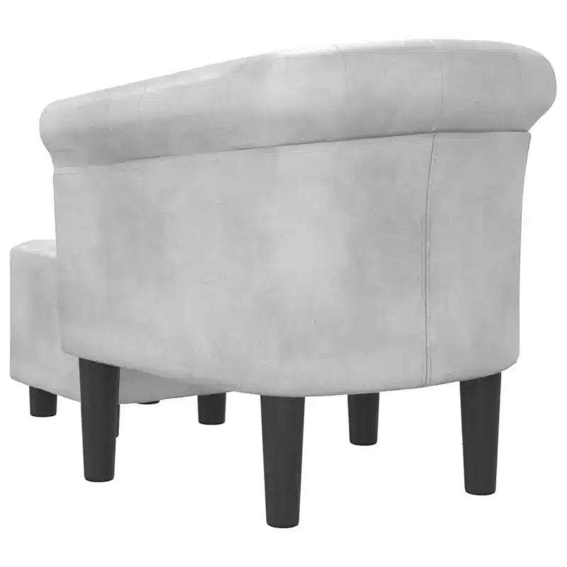 Tub Chair with Footstool - Silver Faux Leather Design - Ideal for Living Room, Bedroom, or Office