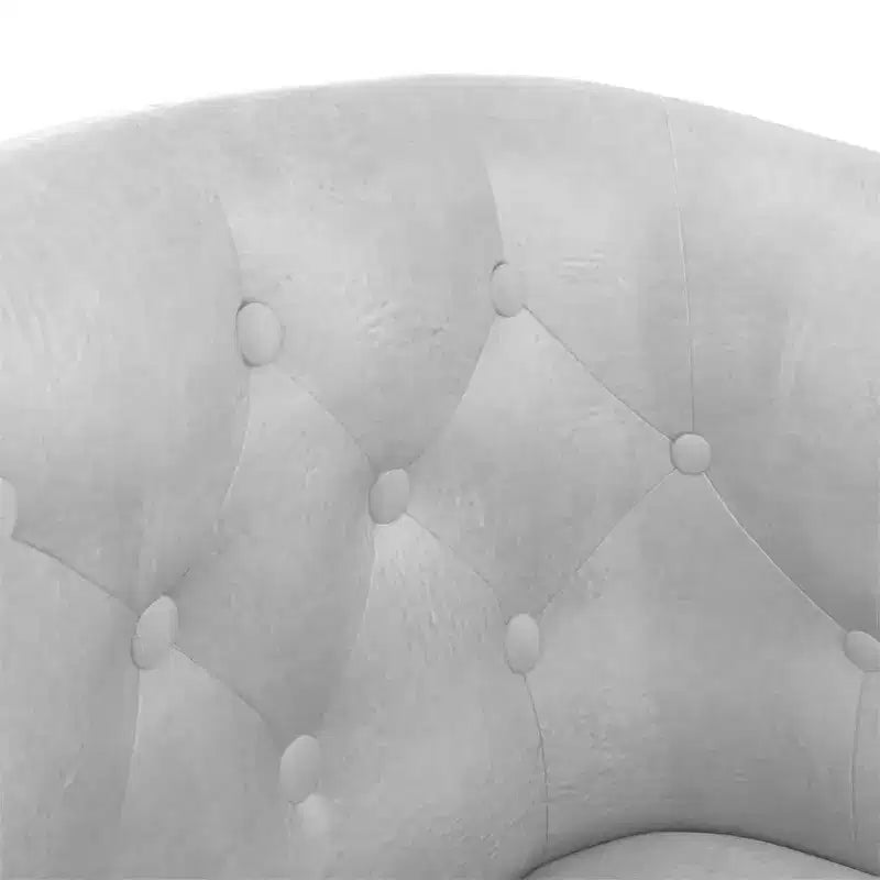 Tub Chair with Footstool - Silver Faux Leather Design - Ideal for Living Room, Bedroom, or Office