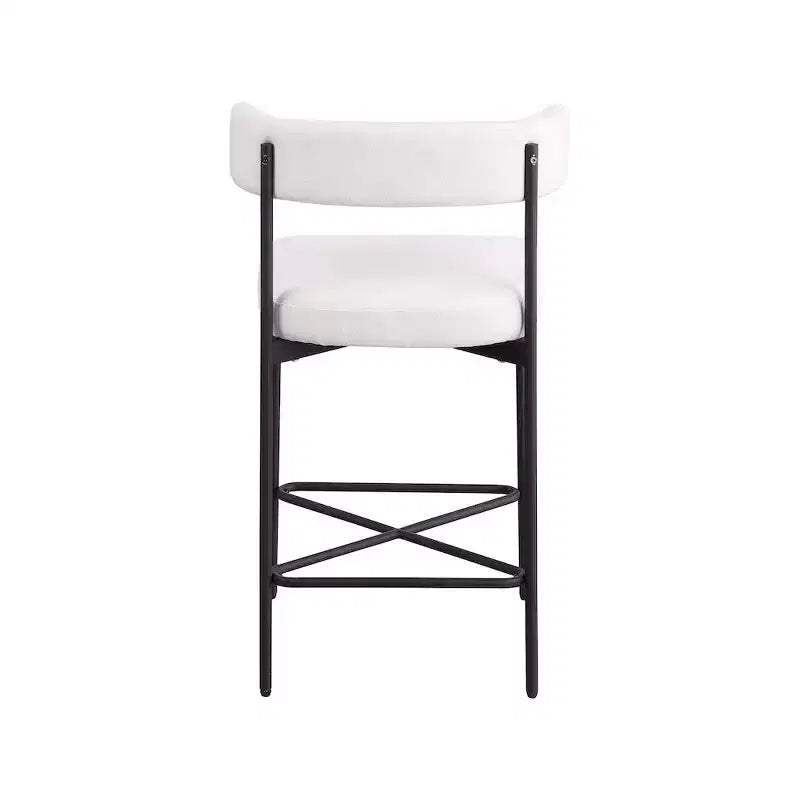 Cream Durable Linen Textured Fabric Stool, Set of 2