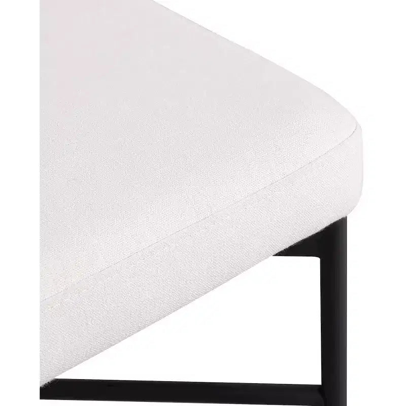 Cream Durable Linen Textured Fabric Stool, Set of 2