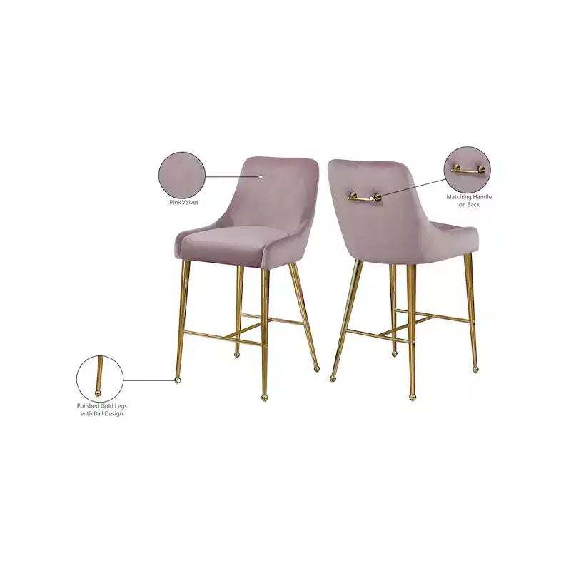 Set di 2 sgabelli in velluto rosa Owen