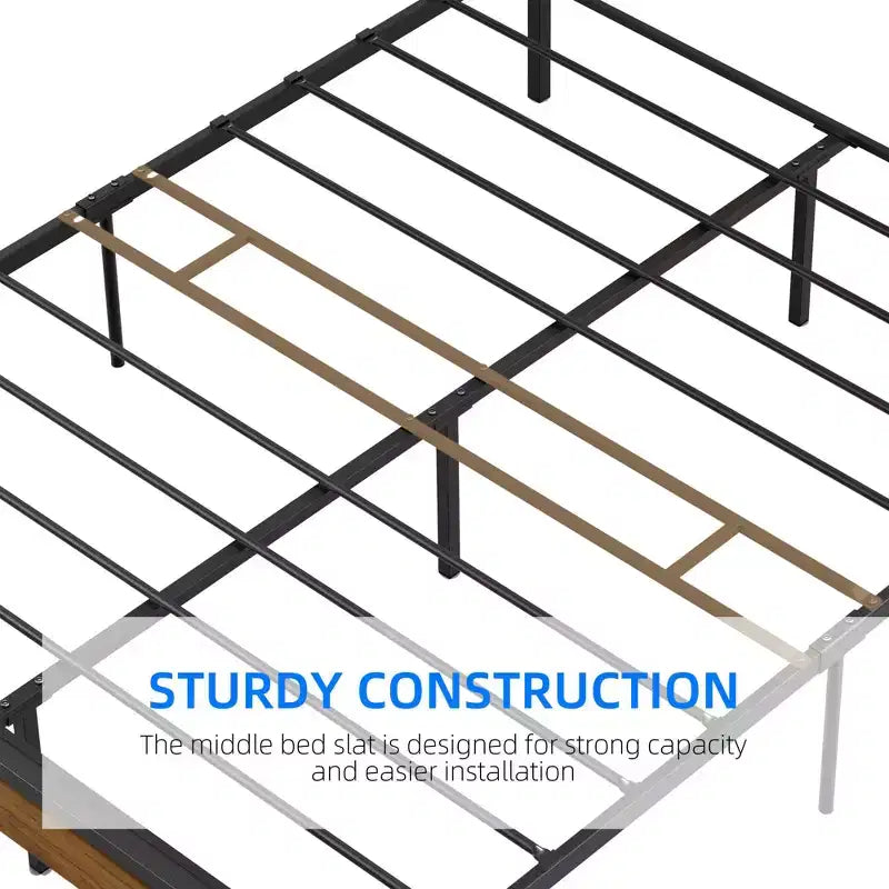 Bed Frame, with Headboard and Footboard, Stable Platform Bed, No Noise, Brown