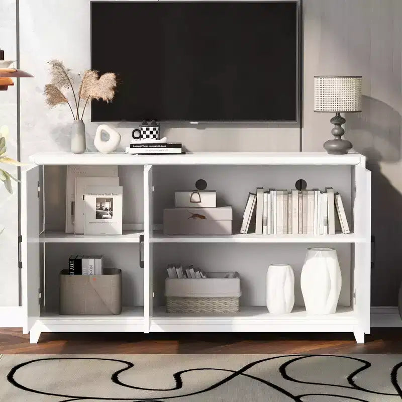 Modern TV Stand for TVs up to 65, Entertainment Center Media Console Cabinet with 2 Spacious Storage Space