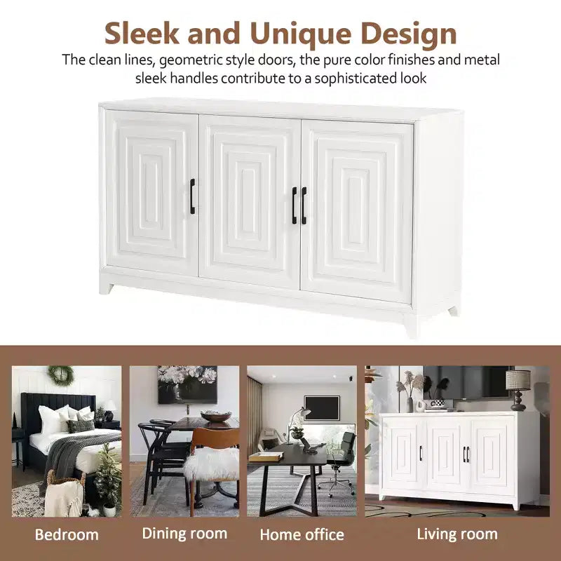 Modern TV Stand for TVs up to 65, Entertainment Center Media Console Cabinet with 2 Spacious Storage Space
