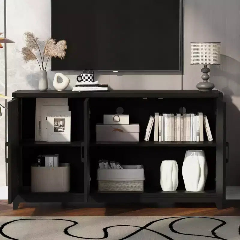 Modern TV Stand for TVs up to 65, Entertainment Center Media Console Cabinet with 2 Spacious Storage Space