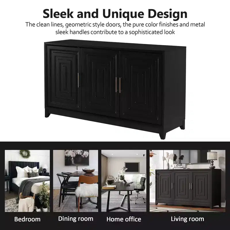 Modern TV Stand for TVs up to 65, Entertainment Center Media Console Cabinet with 2 Spacious Storage Space