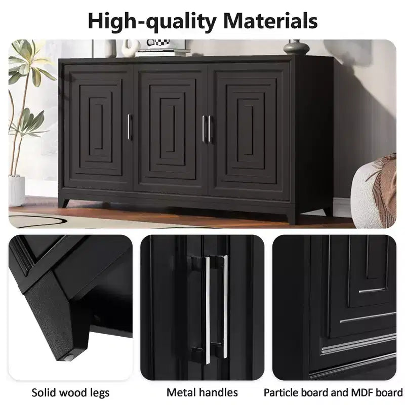 Modern TV Stand for TVs up to 65, Entertainment Center Media Console Cabinet with 2 Spacious Storage Space