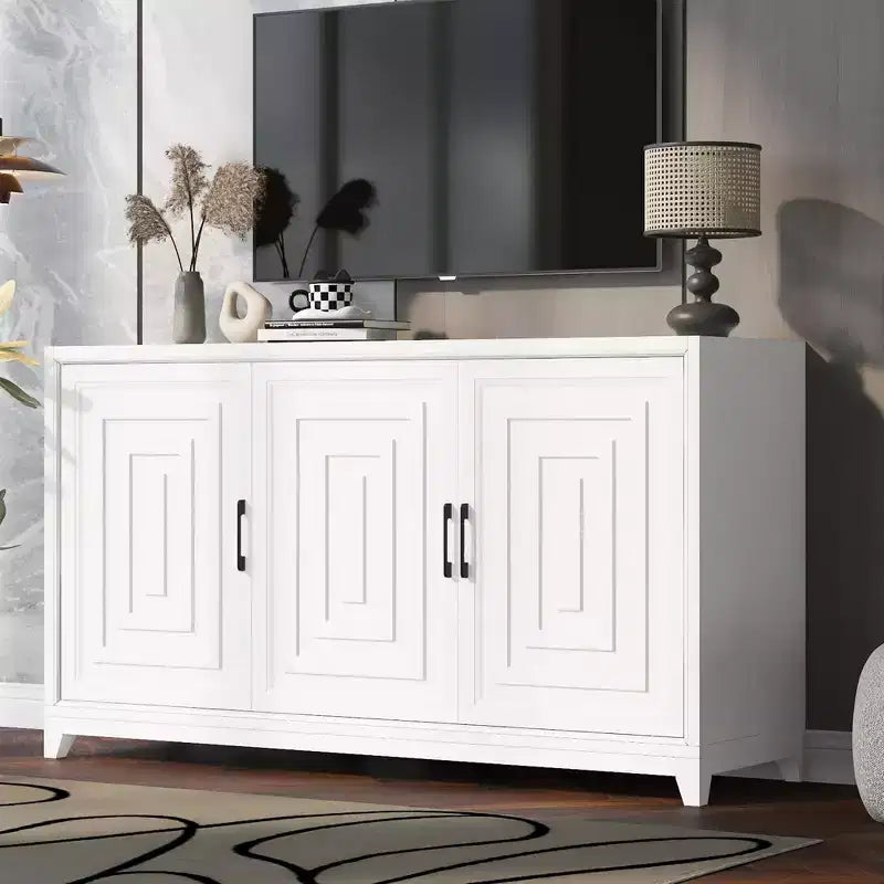 Modern TV Stand for TVs up to 65, Entertainment Center Media Console Cabinet with 2 Spacious Storage Space