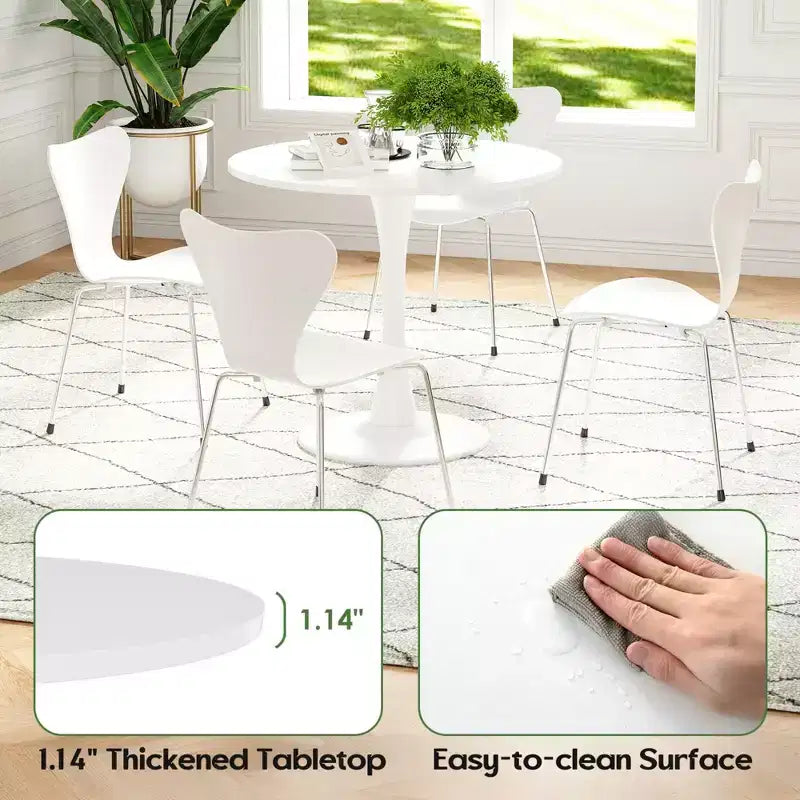 Piccolo tavolo da pranzo rotondo Tulip da 31.5, per 2-4 persone, piano in legno e base a piedistallo in metallo