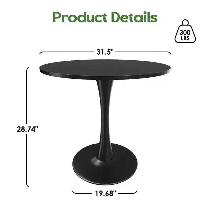 Piccolo tavolo da pranzo rotondo Tulip da 31.5, per 2-4 persone, piano in legno e base a piedistallo in metallo
