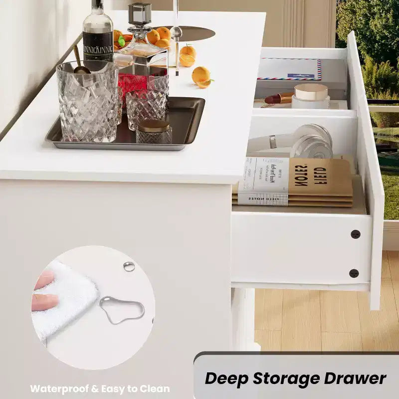 Cassettiera a 8 cassetti per camera da letto, con cassetti profondi e ampio piano superiore, grande e doppia, ideale per la cabina armadio, cassettiera orizzontale in legno per soggiorno