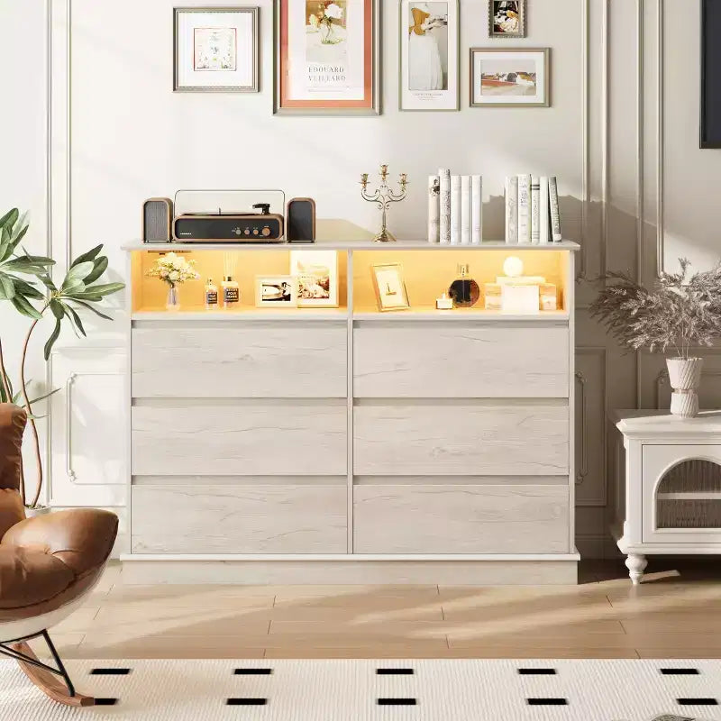 Cassettiera a 8 cassetti per camera da letto, con cassetti profondi e ampio piano superiore, grande e doppia, ideale per la cabina armadio, cassettiera orizzontale in legno per soggiorno