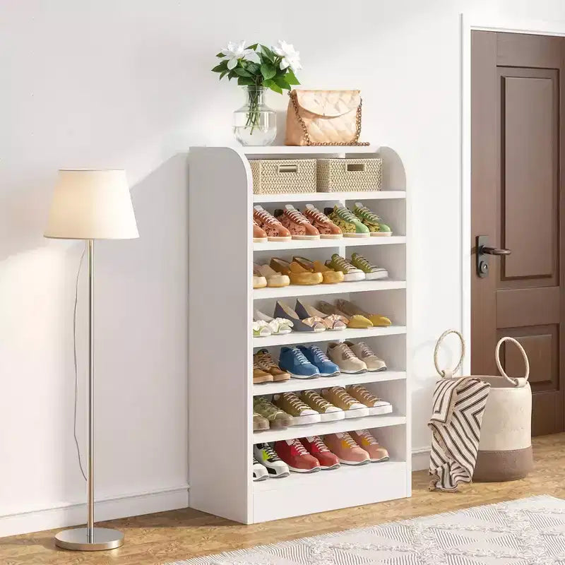 47.24H Wooden Shoe Cabinet, Sturdy E1 Particleboard Shoe Storage Rack for Hallway