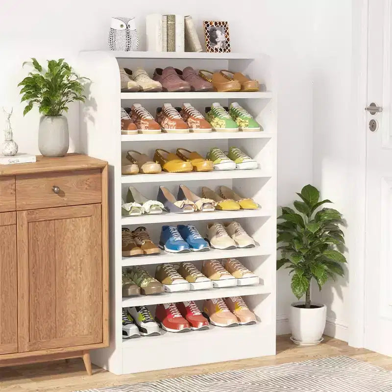 47.24H Wooden Shoe Cabinet, Sturdy E1 Particleboard Shoe Storage Rack for Hallway