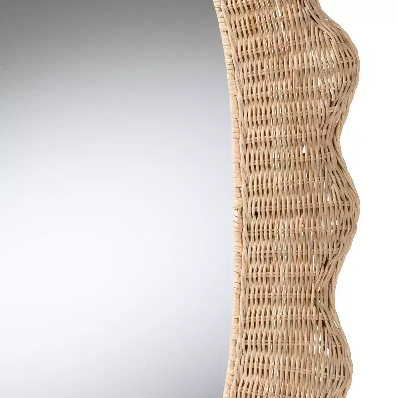 Scalloped Natural Rattan Wall Mirror