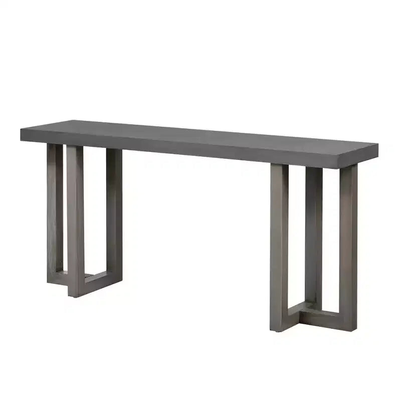 Tavolo da ingresso minimalista da 63IN con gambe in legno massello, elegante tavolo da ingresso con piano spesso, tavolo da corridoio per soggiorno e camera da letto