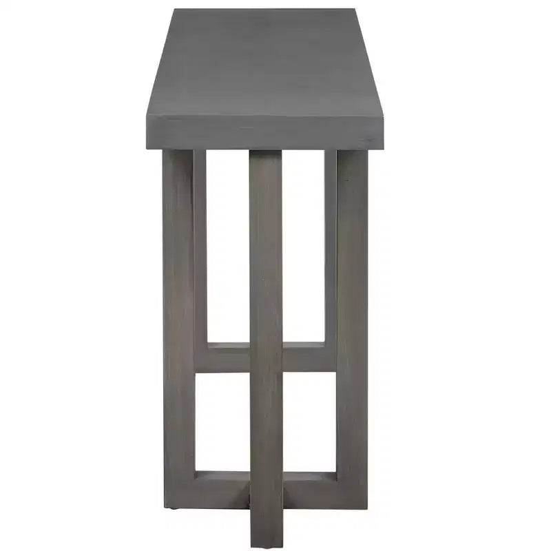 Tavolo da ingresso minimalista da 63IN con gambe in legno massello, elegante tavolo da ingresso con piano spesso, tavolo da corridoio per soggiorno e camera da letto