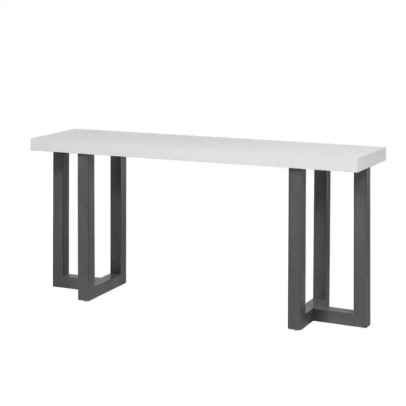 Tavolo da ingresso minimalista da 63IN con gambe in legno massello, elegante tavolo da ingresso con piano spesso, tavolo da corridoio per soggiorno e camera da letto
