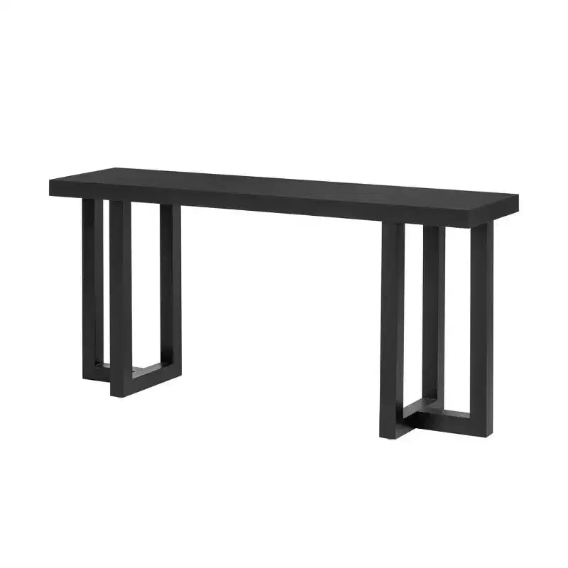 Tavolo da ingresso minimalista da 63IN con gambe in legno massello, elegante tavolo da ingresso con piano spesso, tavolo da corridoio per soggiorno e camera da letto