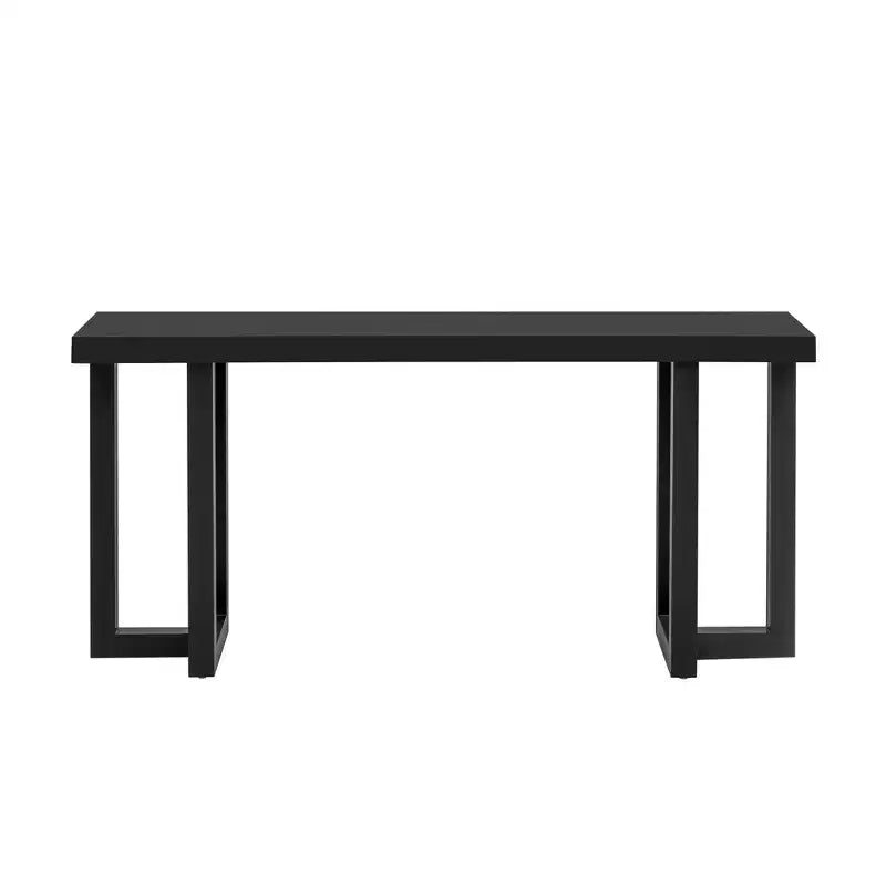 Tavolo da ingresso minimalista da 63IN con gambe in legno massello, elegante tavolo da ingresso con piano spesso, tavolo da corridoio per soggiorno e camera da letto