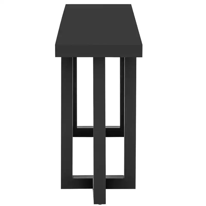 Minimalistyczny stolik konsolowy o długości 63IN z nogami z litego drewna, elegancki stolik do przedpokoju z grubym blatem, do korytarza, salonu lub sypialni