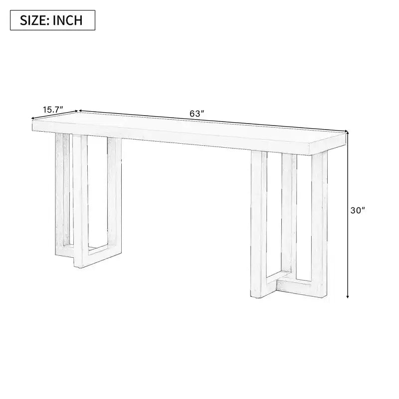 Tavolo da ingresso minimalista da 63IN con gambe in legno massello, elegante tavolo da ingresso con piano spesso, tavolo da corridoio per soggiorno e camera da letto
