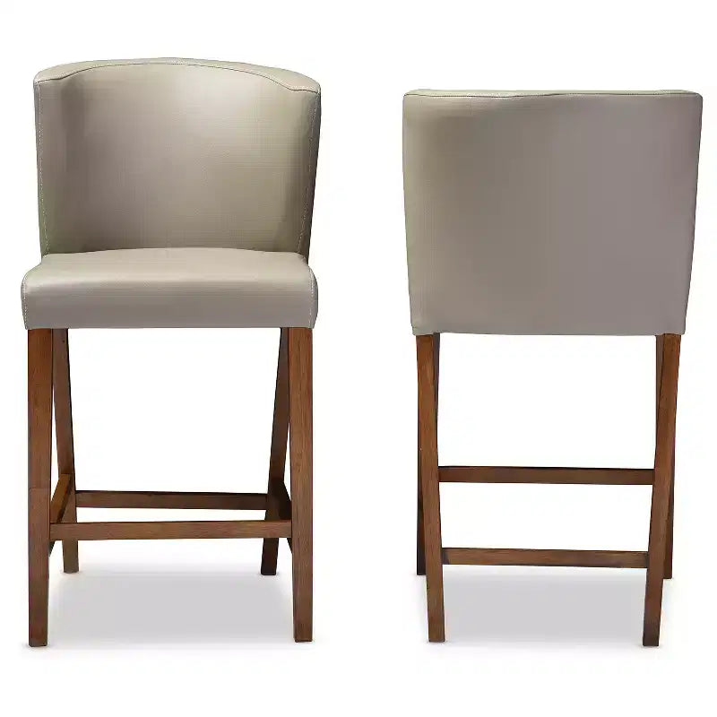 Set di 2 sgabelli da pub o bancone Olivia in legno e similpelle: stile scandinavo di metà secolo