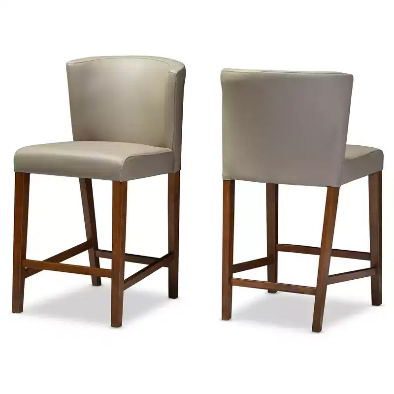 Set di 2 sgabelli da pub o bancone Olivia in legno e similpelle: stile scandinavo di metà secolo