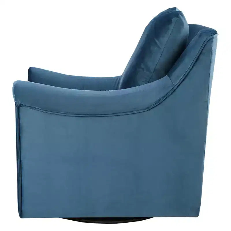 Poltrona girevole decorativa in tessuto color verde acqua con seduta e schienale imbottiti