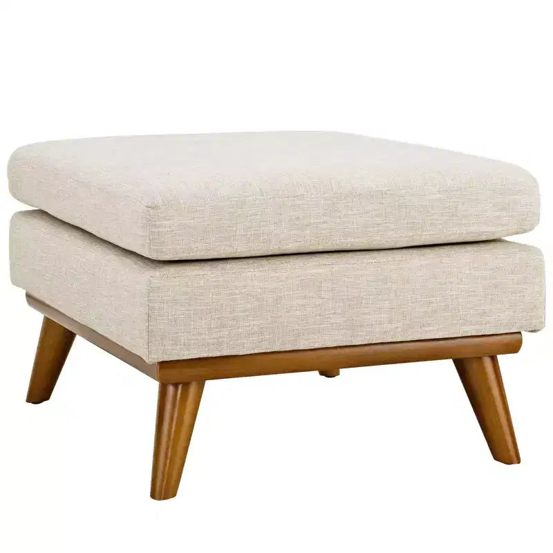Pouf imbottito in tessuto beige