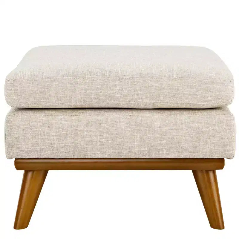 Pouf imbottito in tessuto beige