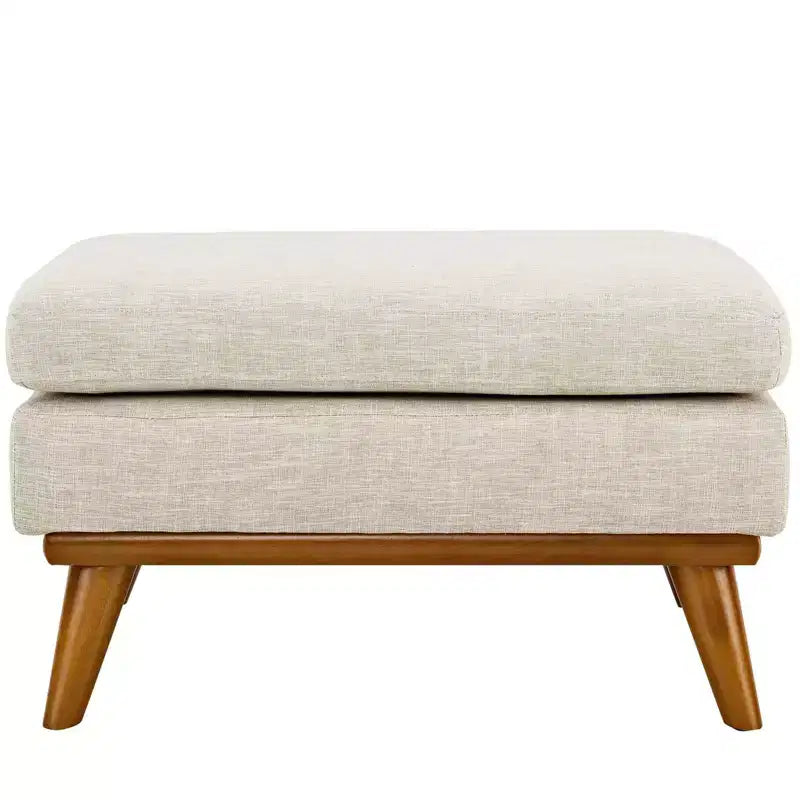 Pouf imbottito in tessuto beige
