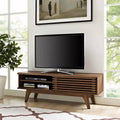 Mobile TV per televisori fino a 55": mobile multimediale stile metà secolo per TV da 55", venatura color noce, ante scorrevoli