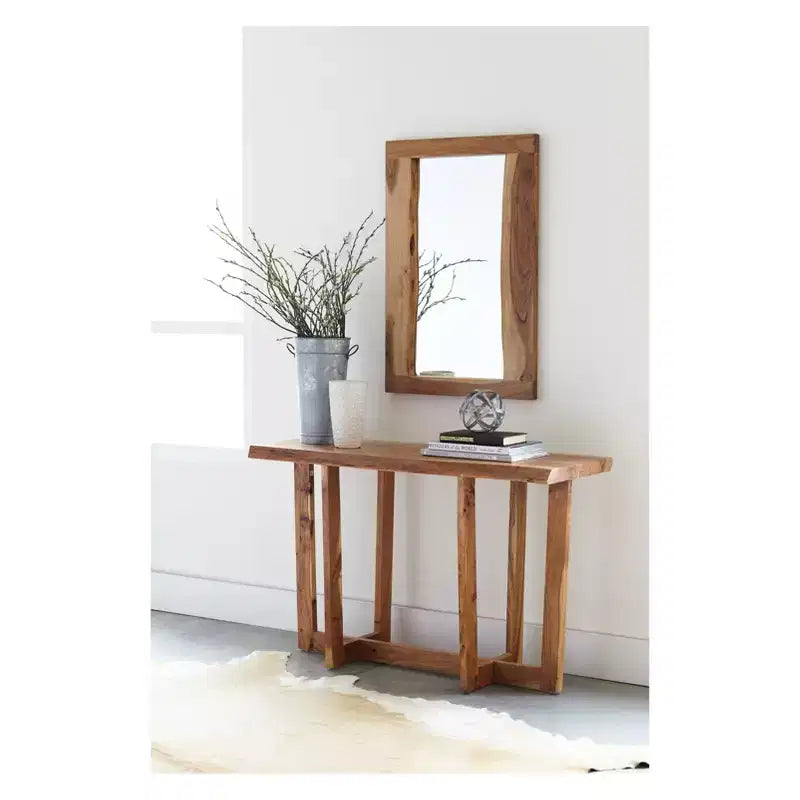 Live Edge Solid Wood Media Console: Acacia, Non-Toxic Finish, Steel Hardware