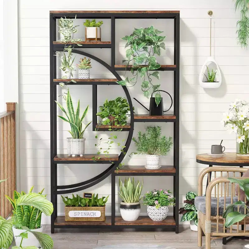 68.89" 5 Tier Etagere Bookcase Brown