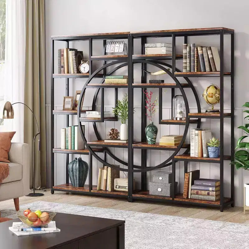 68.89" 5 Tier Etagere Bookcase Brown
