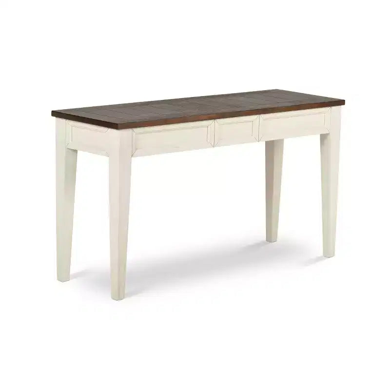 Tavolo da divano in stile rustico, rovere scuro/bianco, struttura in legno duro, impiallacciatura in mango, cassetti contenitori