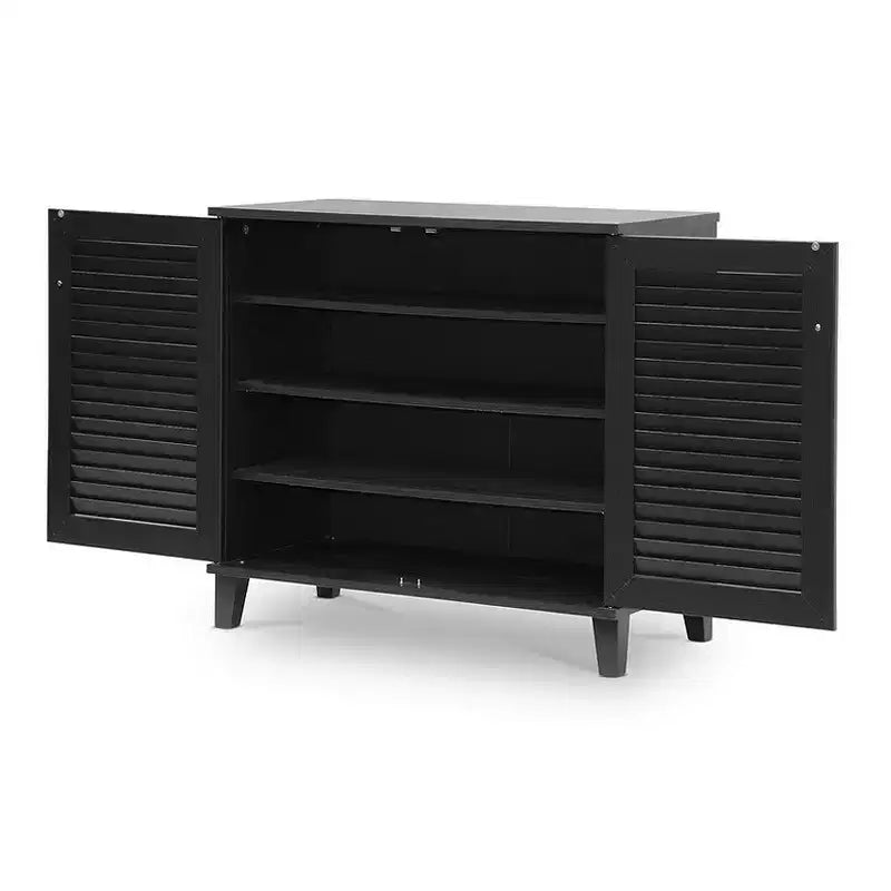 Storage Cabinet - Espresso: Wood Composite, Freestanding Organizer for 16 Pairs