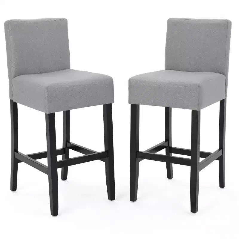 Set di 2 sgabelli da bar imbottiti azzurro chiaro con gambe in legno nero