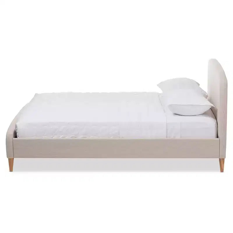 Letto a piattaforma con rivestimento in tessuto in stile metà del secolo