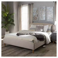 Letto a piattaforma con rivestimento in tessuto in stile metà del secolo