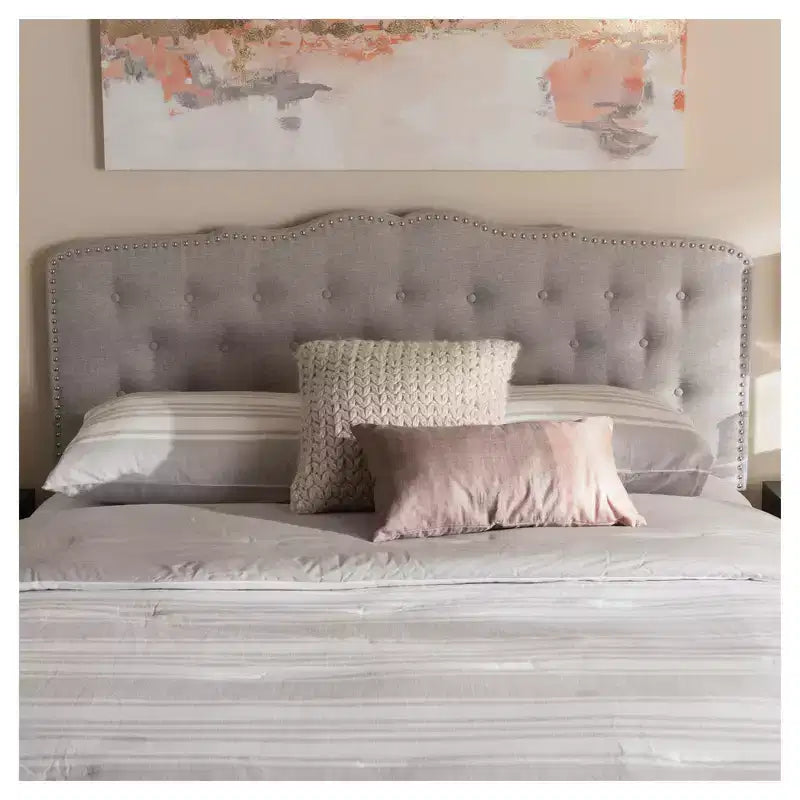 Modern And Contemporary Fabric Headboard Grayish Beige