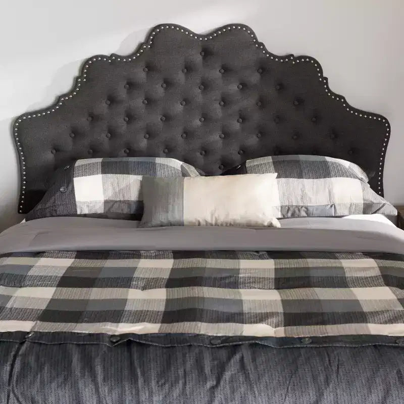 Modern and Contemporary Fabric Headboard Dark Gray