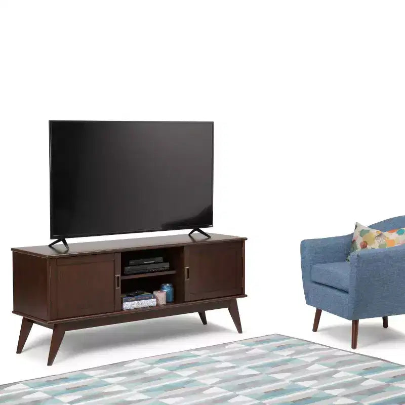 Mobile TV in legno massello di latifoglie stile metà secolo per TV fino a 66
