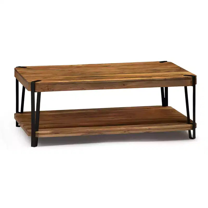 Live Edge Solid Wood Coffee Table Metal and Wood