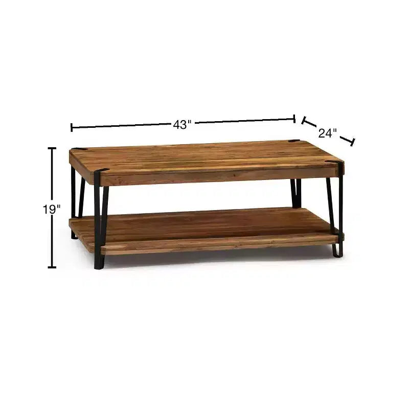 Live Edge Solid Wood Coffee Table Metal and Wood