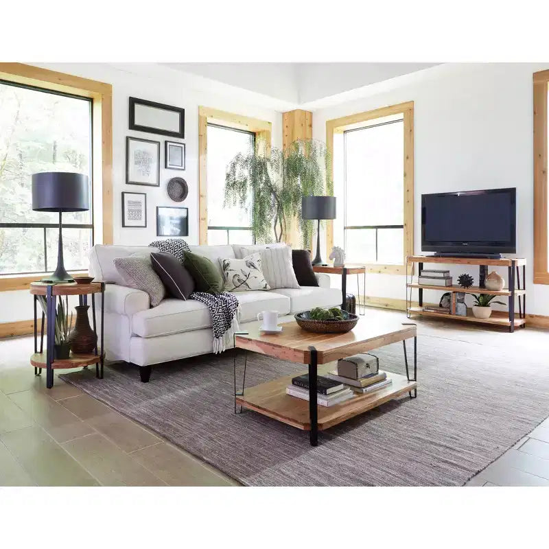 Live Edge Solid Wood Coffee Table Metal and Wood